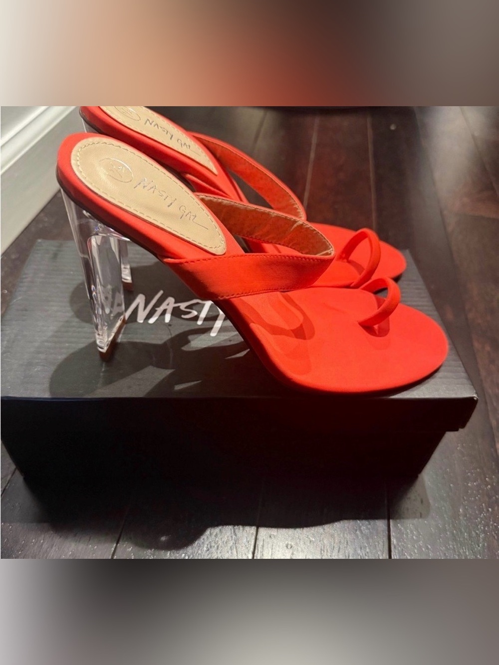 Nasty Gal Clear Block-Heel Strappy Sandals
